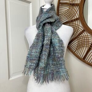 Donegal‎ Design Mohair Wool Blend Scarf Shawl Woven Ireland Multi Color Fringe